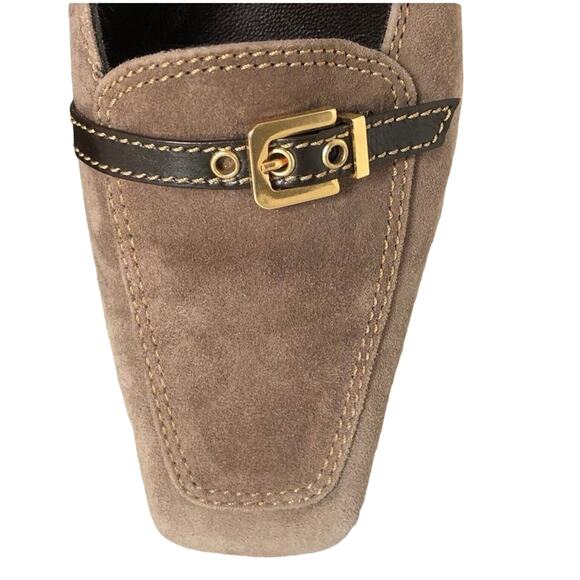 Galo Hand Made Italy Brown Suede Low Heel Buckle Eu 38.5/us 8 Academia Preppy - Picture 5 of 7